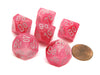 Ghostly 16mm Tens D10 (00-90) Chessex Dice, 6 Pieces - Pink with Silver Numbers