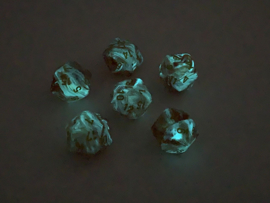 Ghostly 20 Sided D20 Chessex Dice, 6 Pieces - Orange with Yellow Numbers