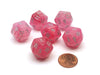 Ghostly 20 Sided D20 Chessex Dice, 6 Pieces - Pink with Silver Numbers