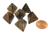 Lustrous 18mm 4 Sided D4 Chessex Dice, 6 Pieces - Gold with Silver
