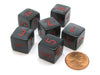 Velvet 15mm 6-Sided D6 Numbered Chessex Dice, 6 Pieces - Black with Red Numbers