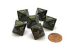 Leaf 15mm 8 Sided D8 Chessex Dice, 6 Pieces - Black Gold with Silver