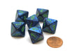 Lustrous 15mm 8 Sided D8 Chessex Dice, 6 Pieces - Dark Blue with Green