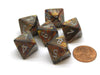 Lustrous 15mm 8 Sided D8 Chessex Dice, 6 Pieces - Gold with Silver