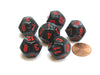 Velvet 18mm 12 Sided D12 Chessex Dice, 6 Pieces - Black with Red