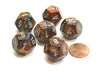 Lustrous 18mm 12 Sided D12 Chessex Dice, 6 Pieces - Gold with Silver