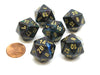 Lustrous 20 Sided D20 Chessex Dice, 6 Pieces - Shadow with Gold Numbers