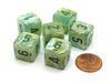 Marble 15mm 6-Sided D6 Numbered Chessex Dice, 6 Pieces - Green with Dark Green