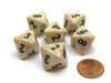 Marble 15mm 8 Sided D8 Chessex Dice, 6 Pieces - Ivory with Black