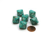 Marble 16mm D10 (0-9) Chessex Dice, 6 Pieces - Oxi-Copper with White Numbers