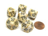 Marble 16mm Tens D10 (00-90) Chessex Dice, 6 Pieces - Ivory with Black Numbers