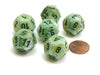 Marble 18mm 12 Sided D12 Chessex Dice, 6 Pieces - Green with Dark Green