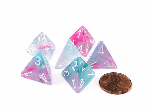Luminary Nebula 18mm D4 Chessex Dice, 6 Pieces - Wisteria with White Numbers