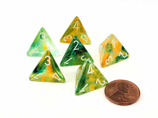 Luminary Nebula 18mm D4 Chessex Dice, 6 Pieces - Spring with White Numbers