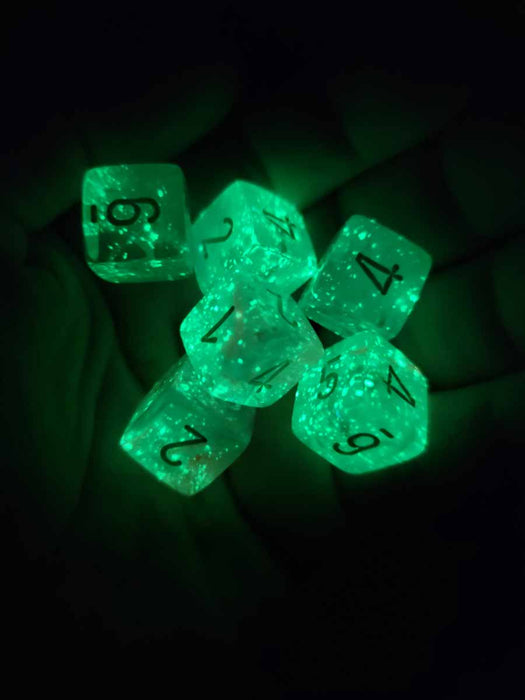 Luminary Nebula 15mm D6 Chessex Dice, 6 Pieces - Wisteria with White Numbers