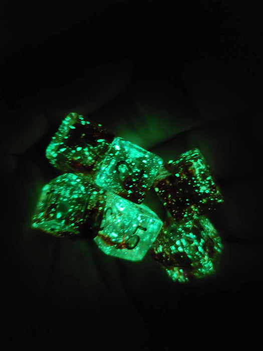 Luminary Nebula 15mm D6 Chessex Dice, 6 Pieces - Red with Silver Numbers