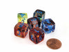 Luminary Nebula 15mm D6 Chessex Dice, 6 Pieces - Primary with Blue Numbers