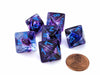 Luminary Nebula 15mm D8 Chessex Dice, 6 Pieces - Nocturnal with Blue Numbers