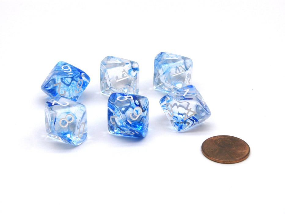 Nebula 16mm D10 (0-9) Chessex Dice, 6 Pieces - Dark Blue with White Numbers