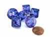 Luminary Nebula 16mm Tens D10 Percentile Dice, 6 Pieces - Nocturnal with Blue