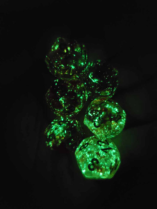 Luminary Nebula 18mm D12 Chessex Dice, 6 Pieces - Red with Silver Numbers