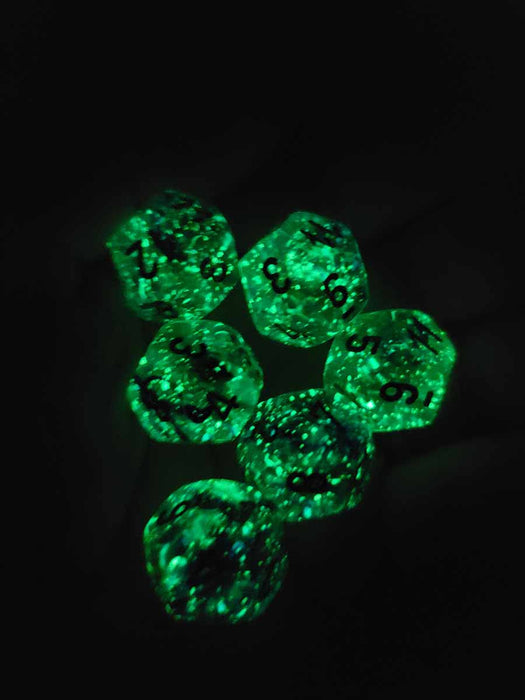 Luminary Nebula 18mm D12 Chessex Dice, 6 Pieces - Oceanic with Gold Numbers