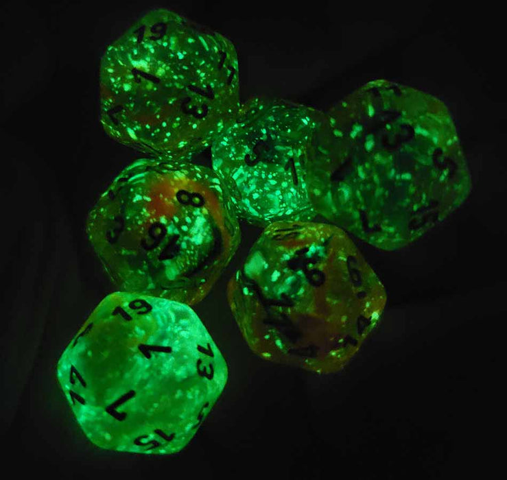 Luminary Nebula 20mm D20 Chessex Dice, 6 Pieces - Spring with White Numbers