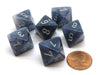 Phantom 15mm 8 Sided D8 Chessex Dice, 6 Pieces - Black with Silver