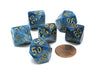 Phantom 16mm Tens D10 (00-90) Chessex Dice, 6 Pieces - Teal with Gold Numbers