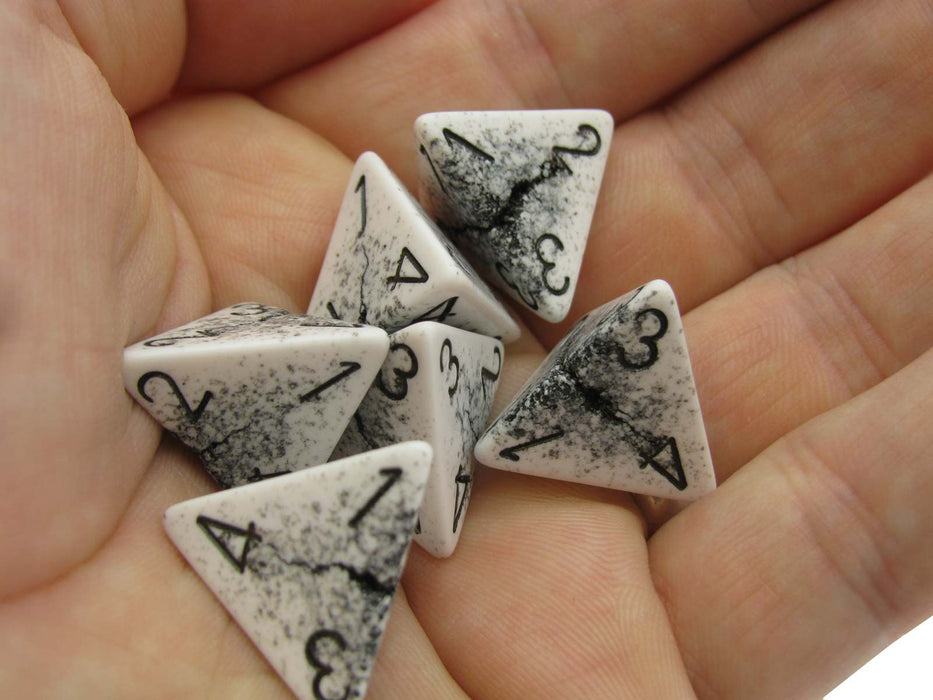 Cracked Opaque 18mm D4 Chessex Dice, 6 Pieces - White with Black Numbers