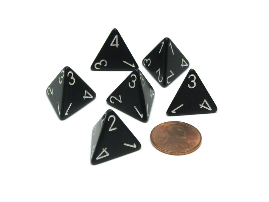 Opaque 18mm 4 Sided D4 Chessex Dice, 6 Pieces - Black with White Numbers