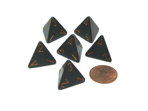 Opaque 18mm 4 Sided D4 Chessex Dice, 6 Pieces - Dark Grey with Copper Numbers