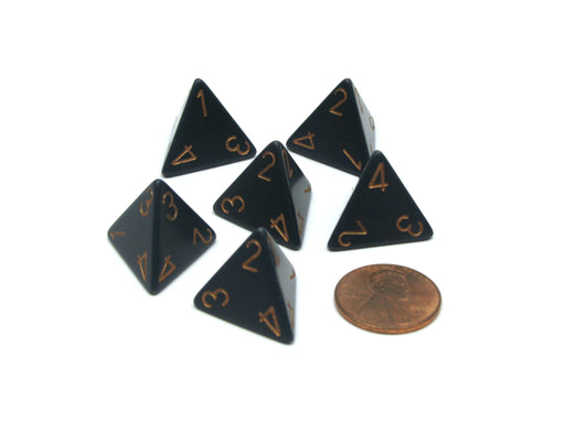 Opaque 18mm 4 Sided D4 Chessex Dice, 6 Pieces - Dusty Blue with Copper Numbers