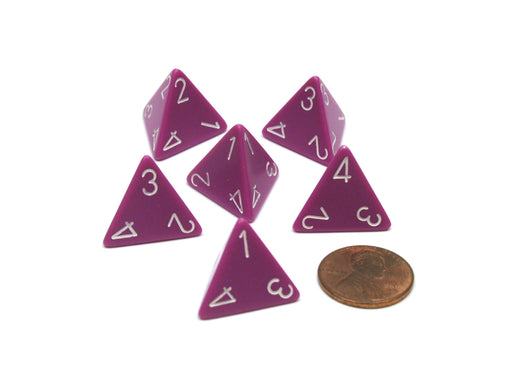 Opaque 18mm 4 Sided D4 Chessex Dice, 6 Pieces - Light Purple with White Numbers