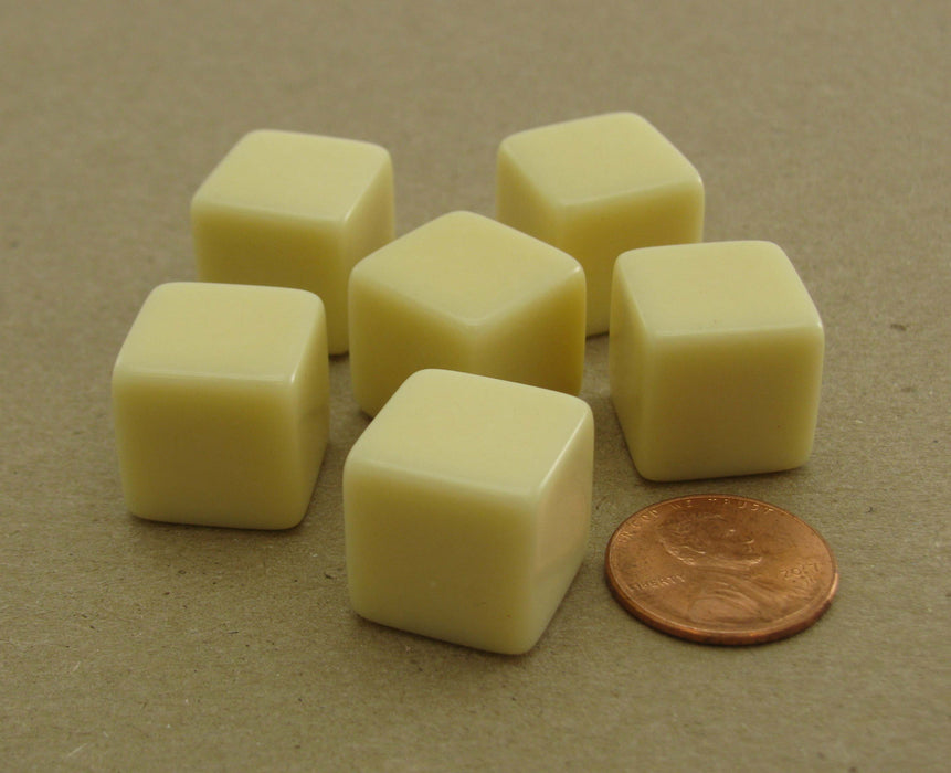 Pack of 6 Blank D6 Standard Size Dice - Ivory