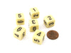 Opaque 15mm 6 Sided D6 Chessex Dice, 6 Pieces - Ivory with Black Numbers