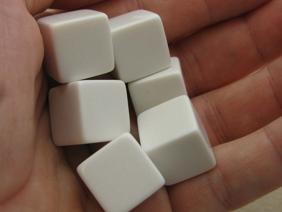 Pack of 6 Blank D6 Standard Size Dice - White