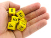 Opaque 15mm 6 Sided D6 Chessex Dice, 6 Pieces - Yellow with Black Numbers