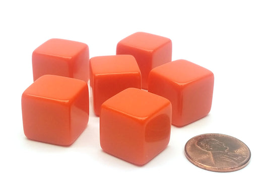 Blank Opaque 16mm D6 Chessex Dice, 6 Pieces - Orange with Square Corners