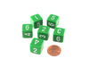 Opaque 15mm 6 Sided D6 Chessex Dice, 6 Pieces - Green with White Numbers