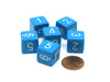 Opaque 15mm 6 Sided D6 Chessex Dice, 6 Pieces - Light Blue with White Numbers