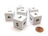 Opaque 25mm 6 Sided D6 Large Jumbo Numbered Dice, 6 Pieces - White with Black
