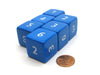 Opaque 25mm 6 Sided D6 Large Jumbo Numbered Dice, 6 Pieces - Blue with White