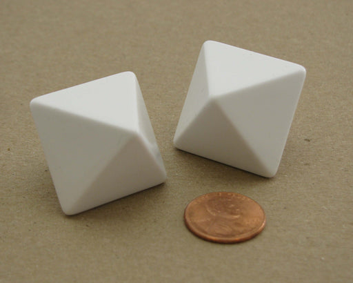 Pack of 2 Blank D8 Jumbo 24mm Dice - White