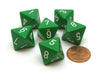 Opaque 15mm 8 Sided D8 Chessex Dice, 6 Pieces - Green with White