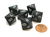 Opaque 15mm 8 Sided D8 Chessex Dice, 6 Pieces - Black with White