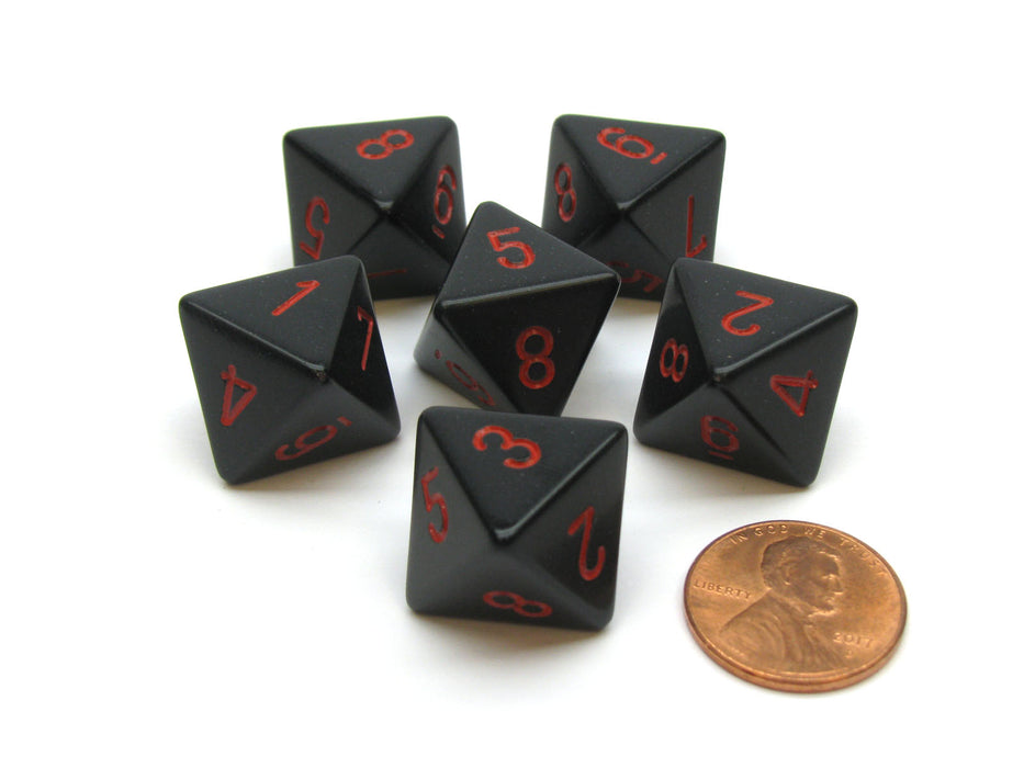 Opaque 15mm 8 Sided D8 Chessex Dice, 6 Pieces - Black with Red