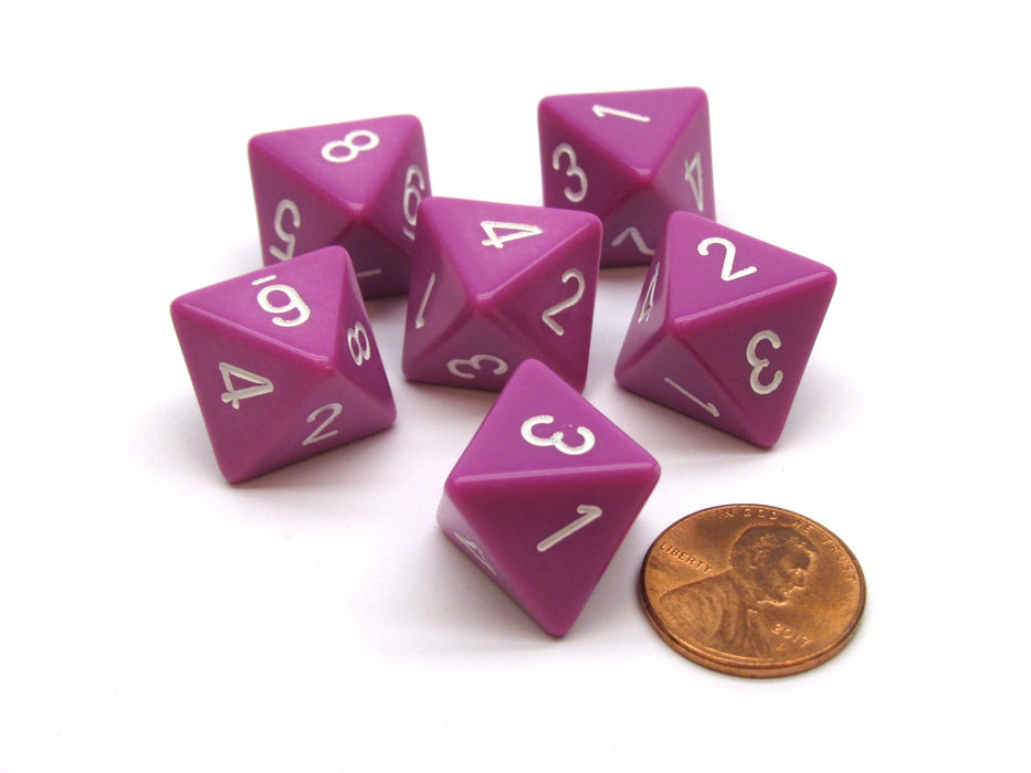 Opaque 15mm 8 Sided D8 Chessex Dice, 6 Pieces - Light Purple with White