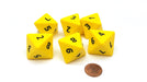 Opaque 25mm 8 Sided D8 Large Jumbo Numbered Dice, 6 Pieces - Yellow with Black