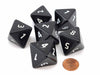Opaque 25mm D8 Large Jumbo Dice, 6 Pieces - Black with White Numbers